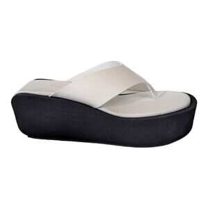 Frame Le Ocean Thong Platform Y2K Vibe White Black Leather Size 40.5 US 9.5
